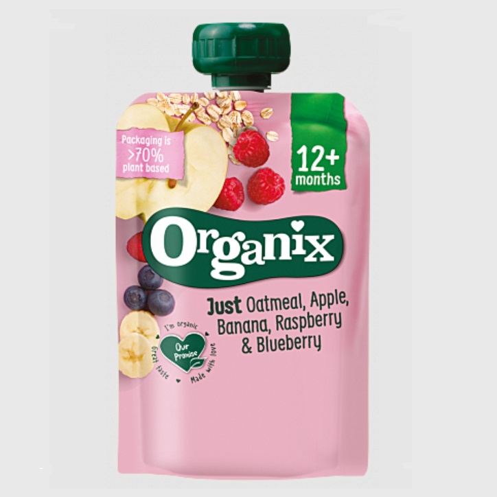 Organix Pouch Oat, Apple, Banana, Raspberry & Blueberry 100g